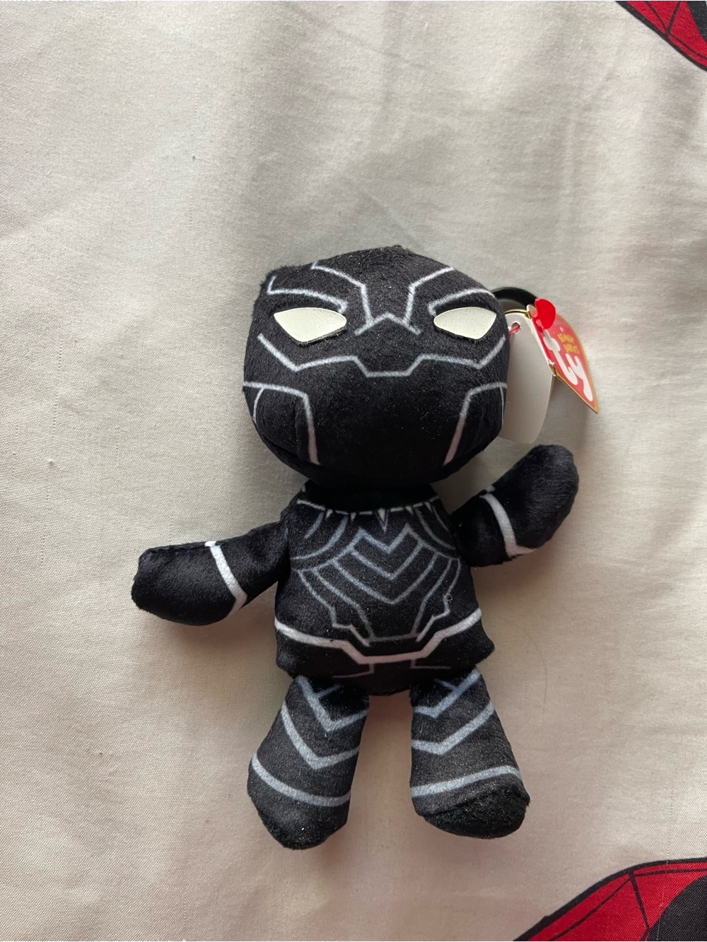 Ty Black and White Black Panther Plush Keychain